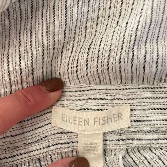 Eileen Fisher Organic Handerchief Linen Striped Pant Pearl Medium - Picture 11 of 13